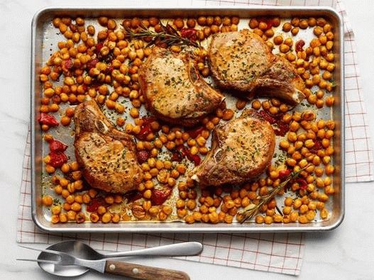 Photo of the dish - Pork loin on the bones in the oven with rosemary, garlic and chickpeas