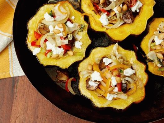 Gourd Stuffed with Goat Cheese and Mushrooms