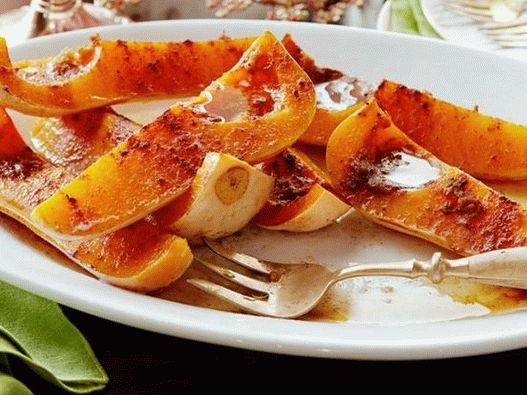 Pumpkin with brown butter and cinnamon, baked in foil