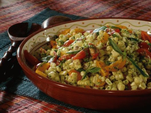 Grilled tomato and corn salad with Thai basil dressing