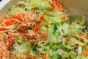 Vegetable salad with caraway seeds
