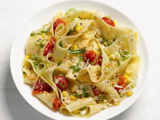 Photo of Papardelle with corn and cherry tomatoes