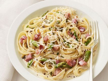Photo of Fettuccine Pasta with Asparagus and Prosciutto Ham