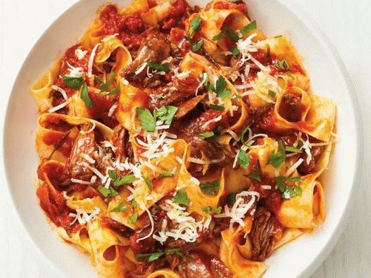 Photo of Pasta pappardelle with beef stew in a slow cooker