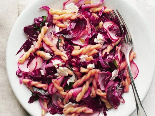 Photo of Pasta primavera with beets, radishes and radicchio