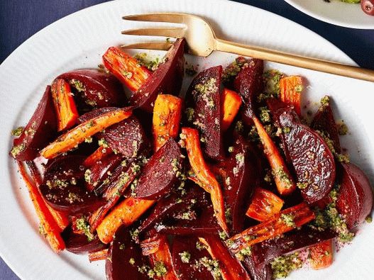 Photo of Baked Carrots and Beets with Pecan Pesto