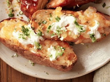 Photo Baked Potatoes Stuffed with Cheese and Horseradish