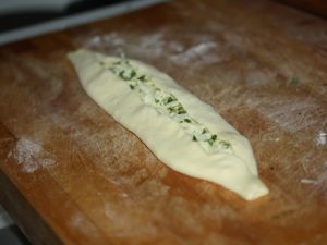 Pide with goat cheese