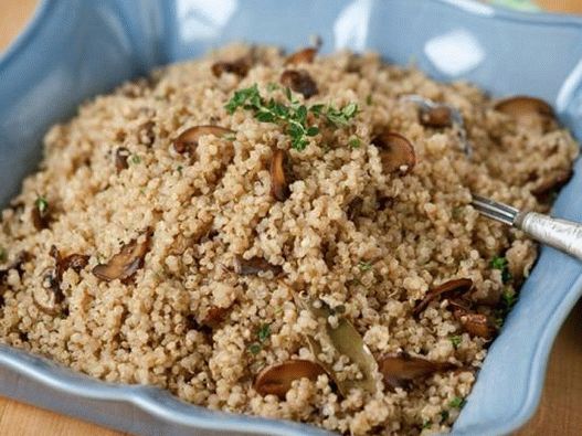 Photo of quinoa pilaf with cremini mushrooms