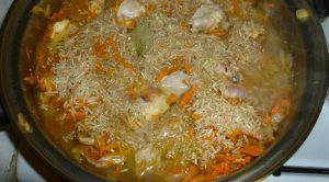 Pilaf with rabbit meat