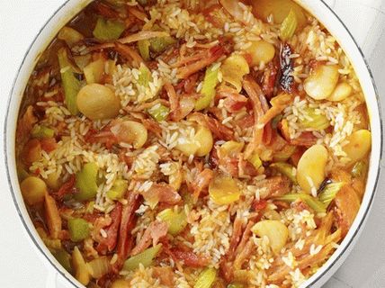 Photo Pilaf with ham and beans