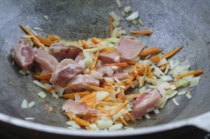 Camping cabbage soup on the grill