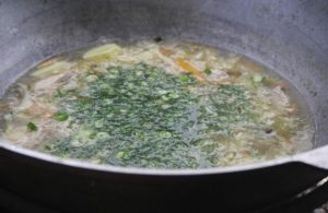 Camping cabbage soup on the grill