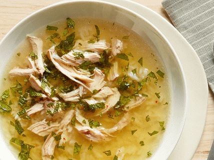 Photo of Portuguese chicken soup with lemon and mint