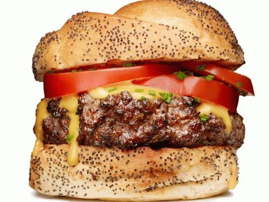 Hamburgers with cheese sauce on beer