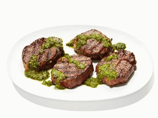 Grilled beef steak with chimichuri sauce