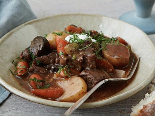 Photo of beef stew in a slow cooker