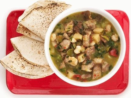 Photo of Ragout (stew) made from green chili peppers with pork