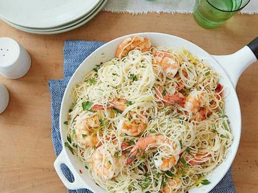 Photo of the dish - Shrimps in garlic sauce with pasta