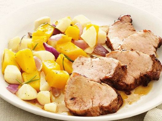 Photo of the dish - Baked pork with pumpkin and apple religion