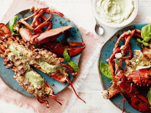Photo - Grilled lobster in basil oil