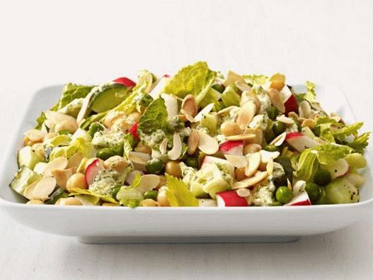 Photo - Salad with cucumbers, radishes, peas and chickpeas