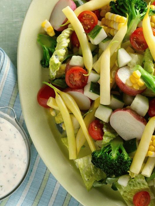 Dish Photography - Seasonal Vegetable Salad with Ranch Dressing