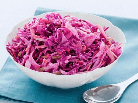 Photo of the dish - Salad with red cabbage, carrots and apples