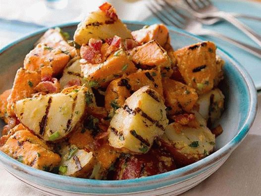 Photo of the dish - Potato grilled salad with bacon and green onions
