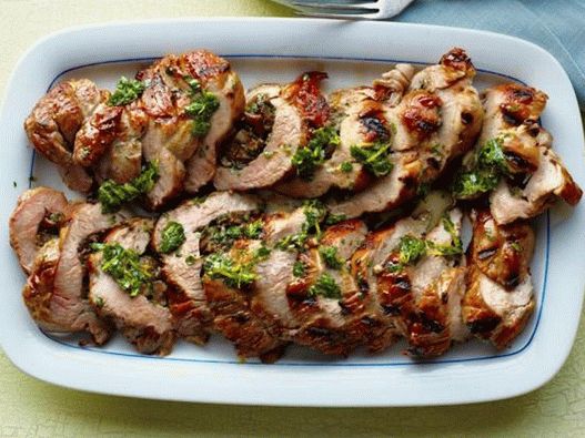 Pork tenderloin stuffed with mushrooms