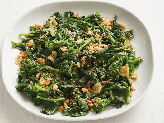 Fried Rapini Cabbage with Coconut and Peanuts