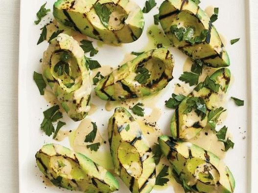 Grilled Avocado with Tahini Sauce