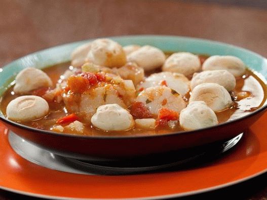 Fishing soup with cod and scallops