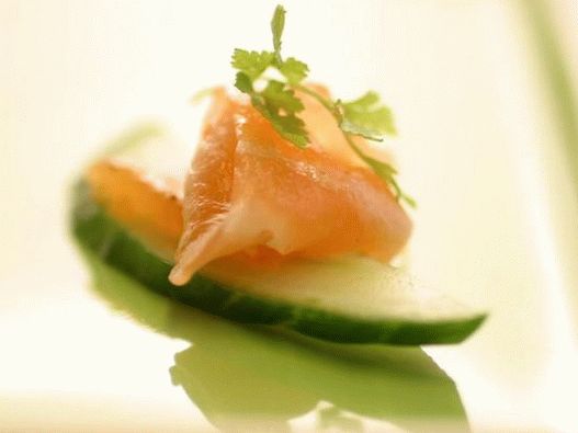 Canapes with salted salmon with lemongrass