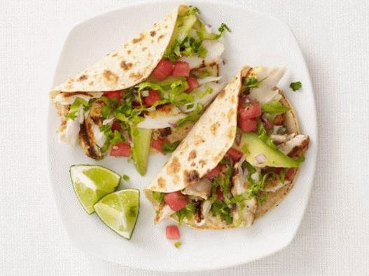 Tacos with fish and watermelon salsa