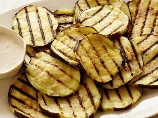 Grilled eggplant with yogurt-mint dip
