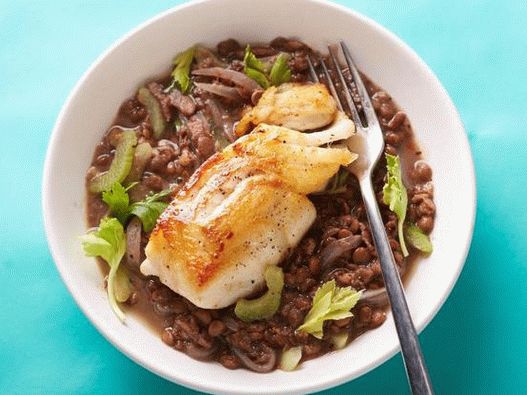 Fried Cod with Lentils in 25 Minutes