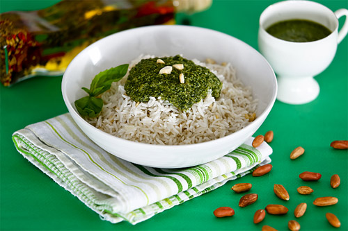 Rice with Peanuts and Pesto