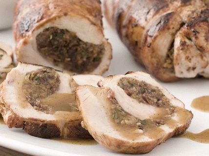 Photo Turkey roll with cranberries and apricots