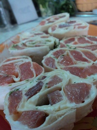 Lavash roll with salmon