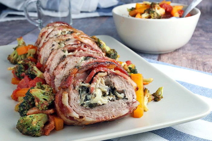 Pork roll in bacon