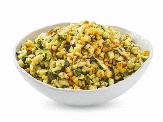 Photo Salad of fried corn, zucchini and jalapenos