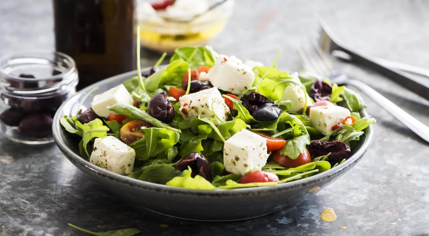 Salad with Olives and Cheese