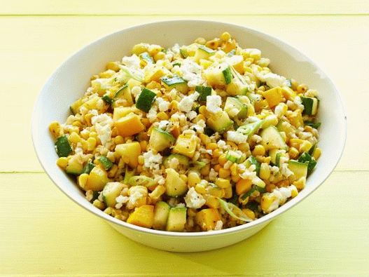 Photo Salad with pearl barley, corn and zucchini