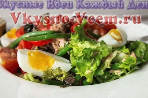 Warm salad with tuna and herbs