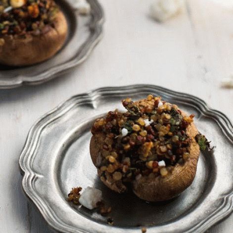 Photo of champignons stuffed with quinoa and feta cheese