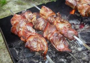 Kebab in bacon