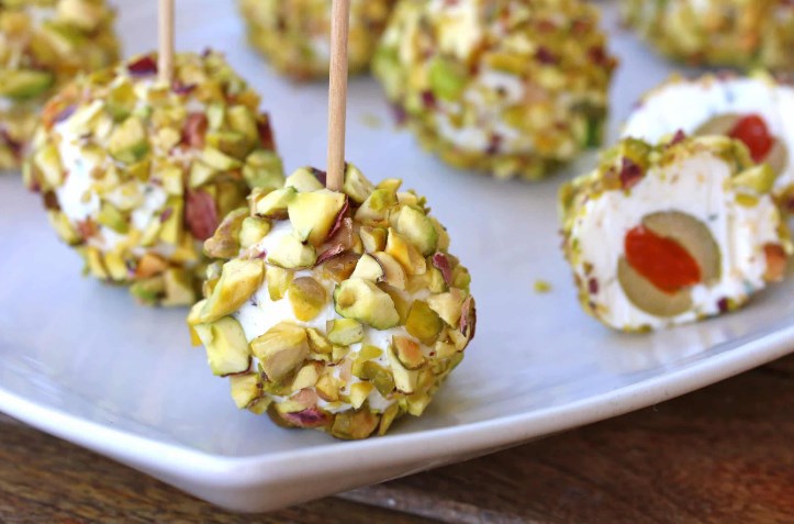 Cheese balls with olives