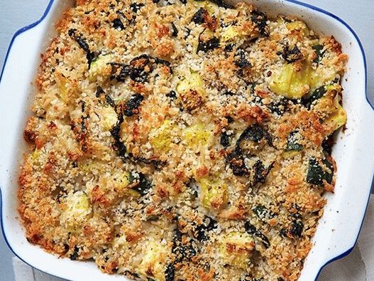 Photo Hearty casserole with zucchini and kale cabbage