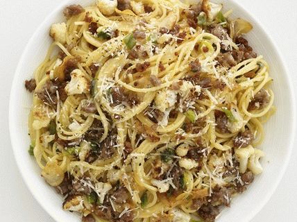 Photo of Spaghetti with Braised Cauliflower and Italian Sausages